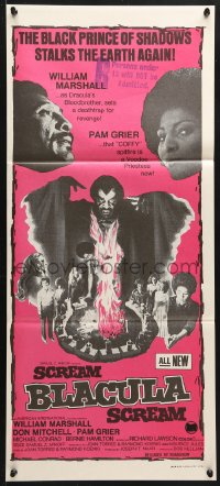 3a0657 SCREAM BLACULA SCREAM Aust daybill 1973 image of black vampire William Marshall & Pam Grier!