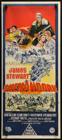 3a0663 SHENANDOAH Aust daybill 1965 great hand litho of James Stewart in the Civil War!