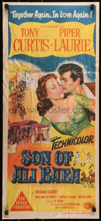 3a0672 SON OF ALI BABA Aust daybill 1952 hand litho art of Tony Curtis & sexy Piper Laurie!