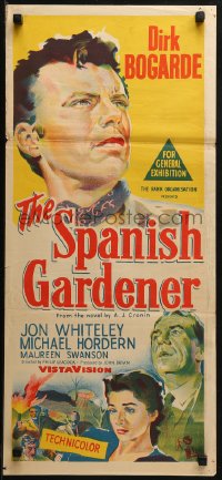 3a0674 SPANISH GARDENER Aust daybill 1956 cool art of Dirk Bogarde in the title role!