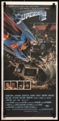 3a0685 SUPERMAN II Aust daybill 1981 Christopher Reeve, Terence Stamp, cool art by Daniel Goozee!