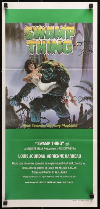 3a0687 SWAMP THING Aust daybill 1982 Wes Craven, Richard Hescox art of him holding Adrienne Barbeau!