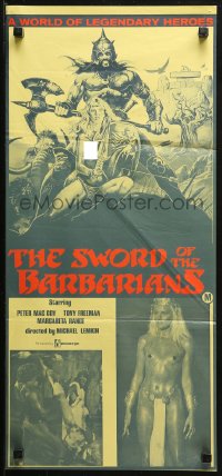 3a0688 SWORD OF THE BARBARIANS Aust daybill 1983 battle of mortals, monsters, and magic, Sciotti!