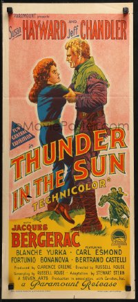 3a0695 THUNDER IN THE SUN Aust daybill 1959 Susan Hayward, Jeff Chandler, Richardson Studio art!