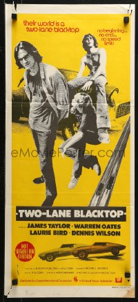 3a0701 TWO-LANE BLACKTOP Aust daybill 1971 James Taylor is the driver, Oates is GTO, Laurie Bird!