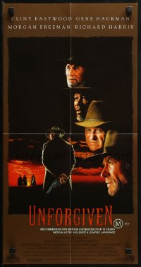 3a0703 UNFORGIVEN Aust daybill 1992 Clint Eastwood, Gene Hackman, Morgan Freeman, Richard Harris!