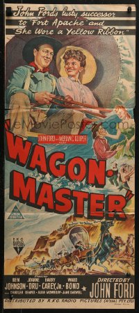 3a0708 WAGON MASTER Aust daybill 1951 John Ford directed, different image of Ben Johnson on horse!