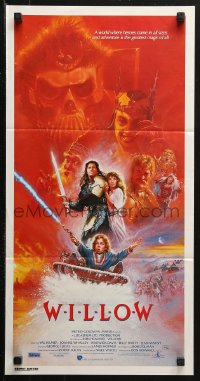 3a0721 WILLOW Aust daybill 1988 George Lucas & Ron Howard directed, fantasy art by Bysouth!