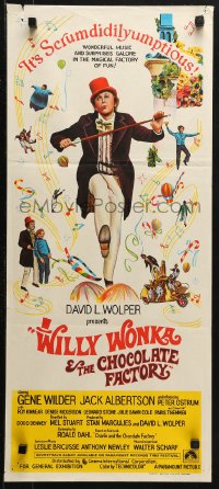 3a0722 WILLY WONKA & THE CHOCOLATE FACTORY Aust daybill 1971 Gene Wilder, it's scrumdidilyumptious!