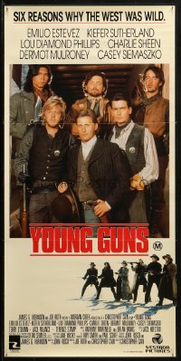 3a0729 YOUNG GUNS Aust daybill 1988 Emilio Estevez, Charlie Sheen, Kiefer Sutherland, Phillips!