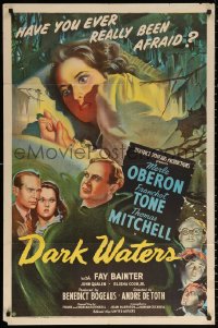 3a0835 DARK WATERS 1sh 1944 was love or madness to be Merle Oberon's fate, Franchot Tone