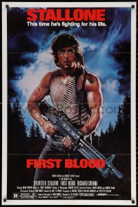 3a0883 FIRST BLOOD 1sh 1982 artwork of Sylvester Stallone as John Rambo by Drew Struzan!