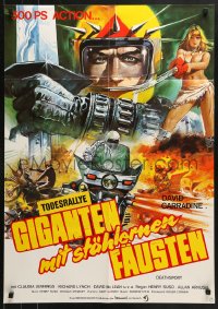3a0153 DEATHSPORT German 1978 David Carradine, cool different montage art of futuristic motorcycle!