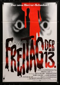 3a0164 FRIDAY THE 13th German 1980 great Alex Ebel art, slasher classic, 24 hours of terror!