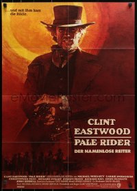 3a0219 PALE RIDER German 1985 great full art of cowboy Clint Eastwood by David Grove!