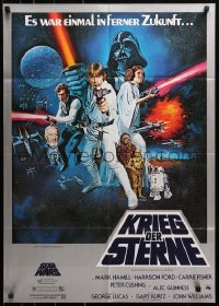 3a0248 STAR WARS German 1977 George Lucas sci-fi epic, montage art by Tom William Chantrell!