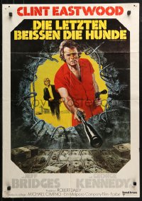 3a0261 THUNDERBOLT & LIGHTFOOT German 1974 art of Clint Eastwood with HUGE gun by Ken Barr!