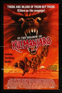 3a0943 IN THE SHADOW OF KILIMANJARO 1sh 1986 cool art of rampaging deadly wild baboons!