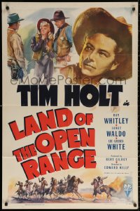 3a0971 LAND OF THE OPEN RANGE 1sh 1941 great close up headshot art of cowboy Tim Holt!