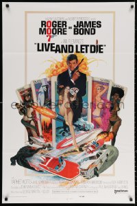 3a0979 LIVE & LET DIE East Hemi 1sh 1973 Robert McGinnis art of Roger Moore as James Bond!