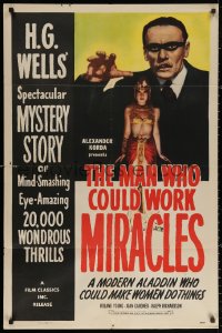 3a0990 MAN WHO COULD WORK MIRACLES 1sh R1947 H.G. Wells, a modern Aladdin who made women do things!