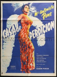 3a0041 CASA DE PERDICION Mexican poster 1956 sexy Maria Antonieta Pons in see-through pepper dress!