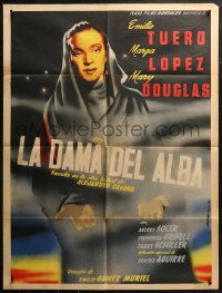 3a0048 LA DAMA DEL ALBA Mexican poster 1950 art of Marga Lopez by Juanino Renau Berenguer!