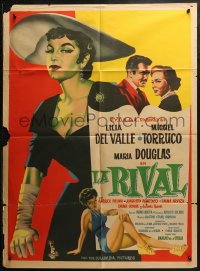 3a0051 LA RIVAL Mexican poster 1955 Lilia Del Valle, Miguel Torruco, different sexy art, ultra-rare!