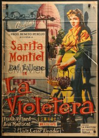 3a0053 LA VIOLETERA Mexican poster 1958 full-length artwork of pretty Sara Montiel!