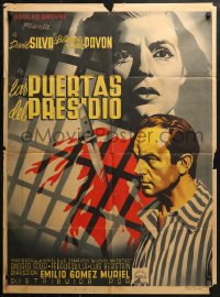 3a0054 LAS PUERTAS DEL PRESIDIO Mexican poster 1949 different art of falsely accused David Silva!