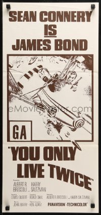 3a0012 YOU ONLY LIVE TWICE New Zealand daybill R1970s art of Sean Connery in gyrocopter, rare!
