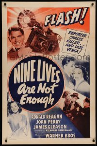3a1030 NINE LIVES ARE NOT ENOUGH 1sh 1941 three great images of news photographer Ronald Reagan!