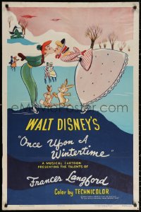 3a1045 ONCE UPON A WINTERTIME 1sh 1954 wonderful romantic art of couple on ice skates, ultra-rare!