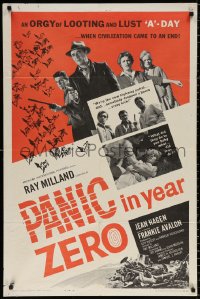 3a1051 PANIC IN YEAR ZERO 1sh 1962 Ray Milland, Hagen, Frankie Avalon, orgy of looting & lust!