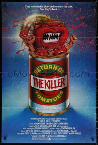 3a1087 RETURN OF THE KILLER TOMATOES 1sh 1988 Darrow art, they were out for blood & now they're back