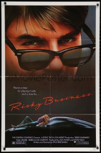 3a1091 RISKY BUSINESS 1sh 1983 classic close up art of Tom Cruise in cool shades by Drew Struzan!