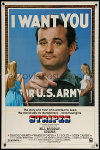 3a1130 STRIPES style B 1sh 1981 Ivan Reitman classic military comedy, Bill Murray wants YOU!