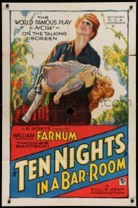3a1143 TEN NIGHTS IN A BARROOM style B 1sh 1931 cool artwork of Farnum carrying little girl!
