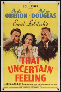 3a1145 THAT UNCERTAIN FEELING 1sh 1941 Lubitsch, Merle Oberon between Douglas & Meredith!