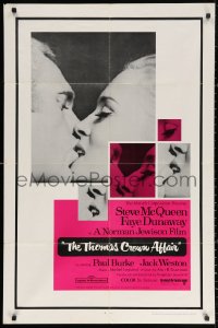 3a1149 THOMAS CROWN AFFAIR 1sh 1968 best classic kiss close up of Steve McQueen & sexy Faye Dunaway!
