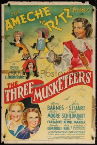 3a1150 THREE MUSKETEERS style B 1sh 1939 Don Ameche as D'Artagnan, Ritz Bros., Pauline Moore!