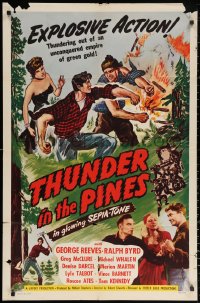 3a1152 THUNDER IN THE PINES 1sh 1948 George Reeves, adventure thundering out of a green gold empire!