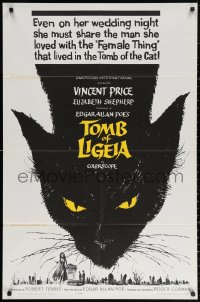 3a1157 TOMB OF LIGEIA 1sh 1965 Vincent Price, Roger Corman, Edgar Allan Poe, cool cat artwork!