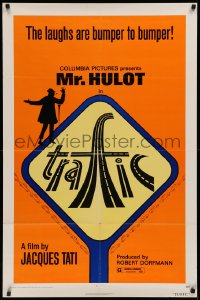 3a1160 TRAFFIC 1sh 1973 Jacques Tati as Mr. Hulot, cool highway art!