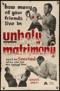 3a1168 UNHOLY MATRIMONY 1sh 1966 marriage into a mockery of wedlock into wickedness, shocking!