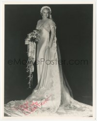 3f0992 CLAIRE TREVOR signed 8x10 REPRO still 1980s full-length portrait in amazing bridal gown!