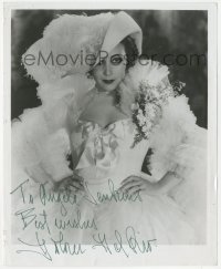 3f1008 DOLORES DEL RIO signed 8x10 REPRO still 1970s posed portrait wearing incredible dress & hat!