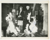 3f0571 DONALD PLEASENCE signed 8x10 still 1966 staring at fire with Deborah Kerr in Eye of the Devil!