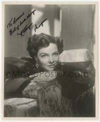 3f0645 KATHRYN GRAYSON signed 8x10 still 1950s great close portrait leaning on arm of chair!