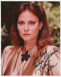 3f1085 LESLEY ANN WARREN signed color 8x10 REPRO still 1990s head & shoulders close up in silk gown!